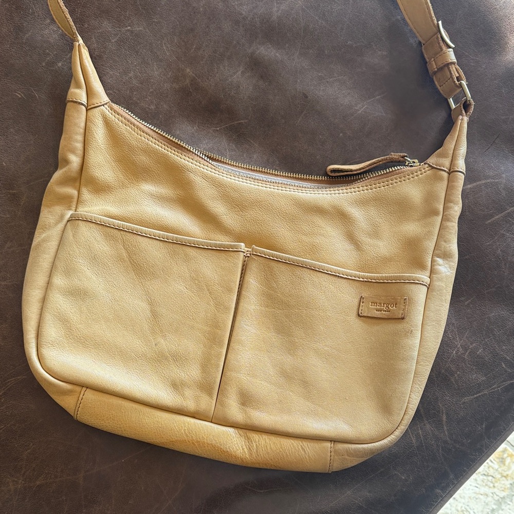 Margot New York Leather Crossbody Bag — Tan — Well Loved, Soft Patina